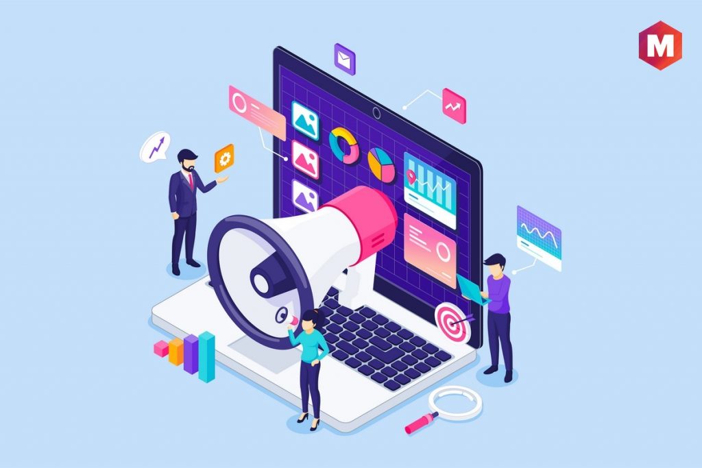 Digital marketing system with megaphone and analytics